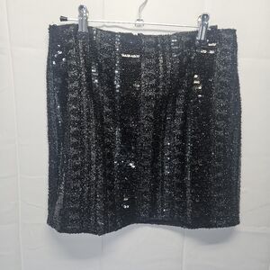 Express Elegant Black Sequin Mini Skirt